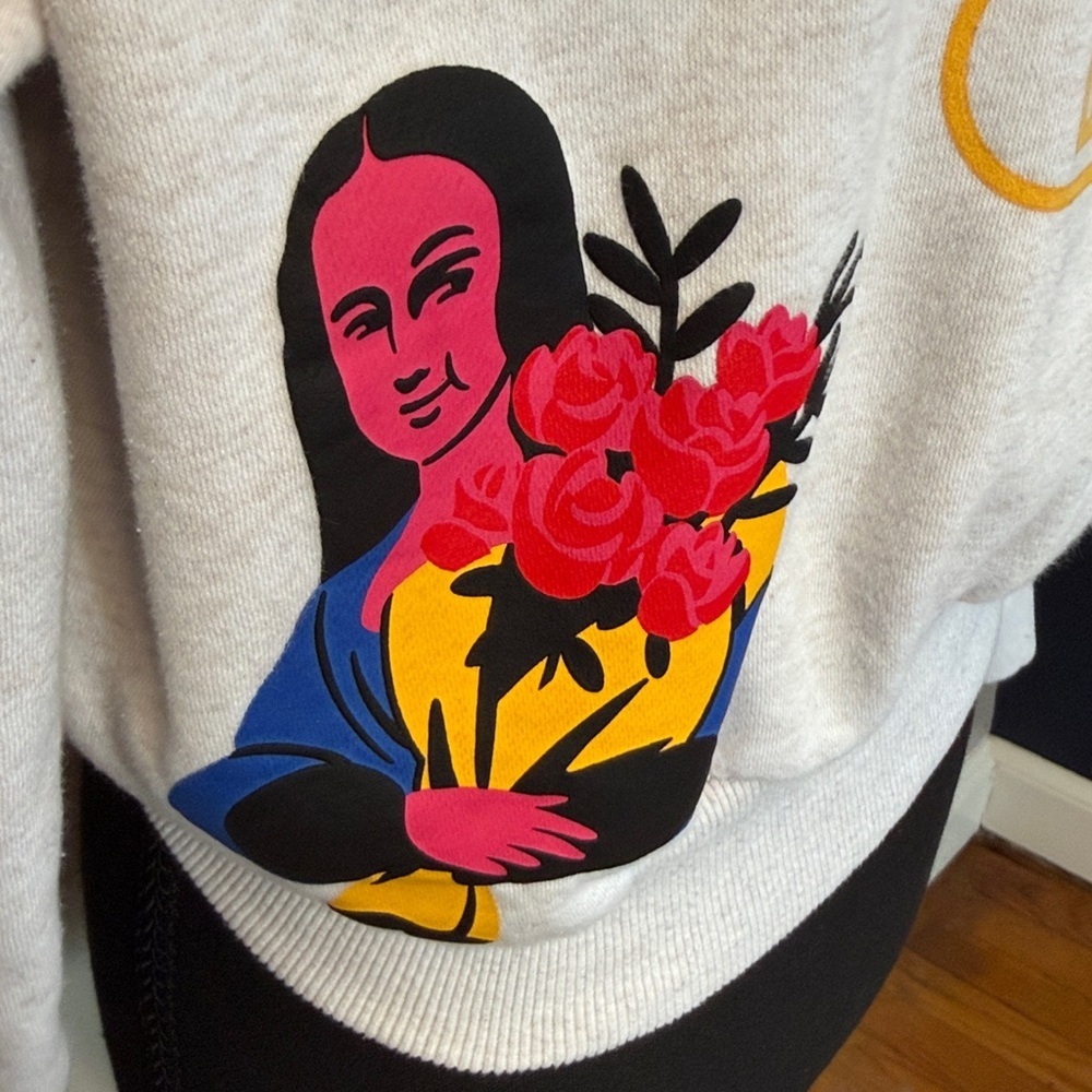 First Row Graphic Hoodie Women’s Small Cropped Art Dealer Sweatshirt - Picture 8 of 11